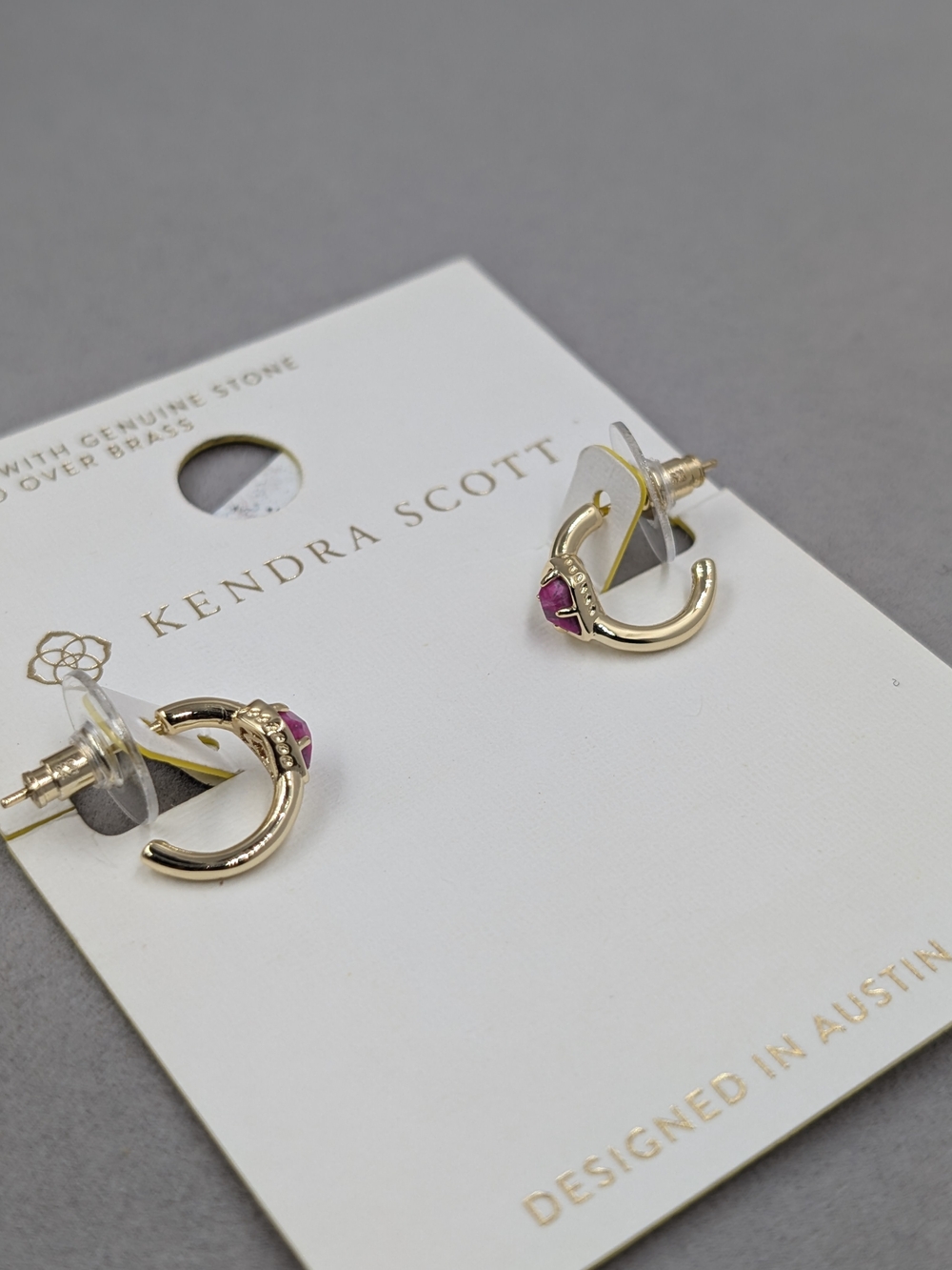 Kendra Scott Fuchsia Gold Huggie Earrings NWT | 0014